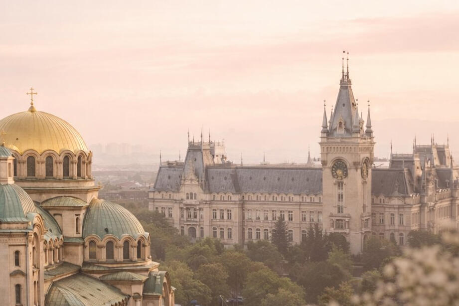 Soft architectural view of Romania representing an emerging premium clean beauty market